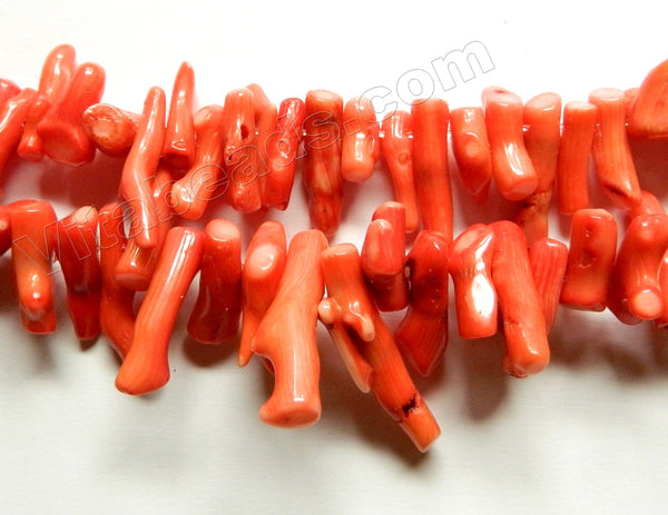 Orange Coral A  -  Top Drilled Branch Stick  8"