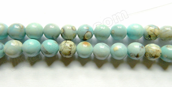 Aqua Ocean Impression Jasper A  -  Smooth Round Beads  15"