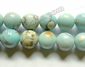 Aqua Ocean Impression Jasper A  -  Smooth Round Beads  15"