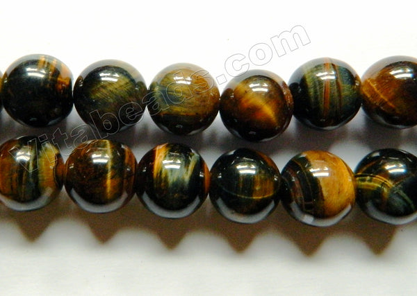 Blue Tiger Eye w/ Yellow AA  -  Smooth Round  16"