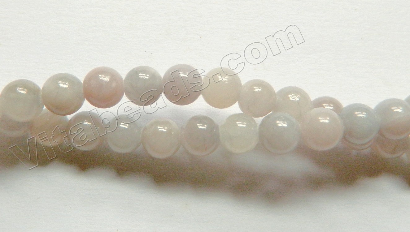 Pale Grey Lavender Mashan Jade  -  Smooth Round Beads 16"