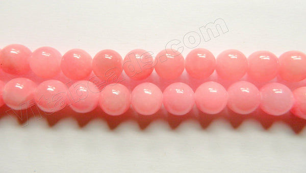 Light Rose Hot Pink Mashan Jade  -  Smooth Round  15"  