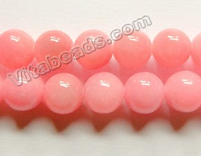 Light Rose Hot Pink Mashan Jade  -  Smooth Round  15"  