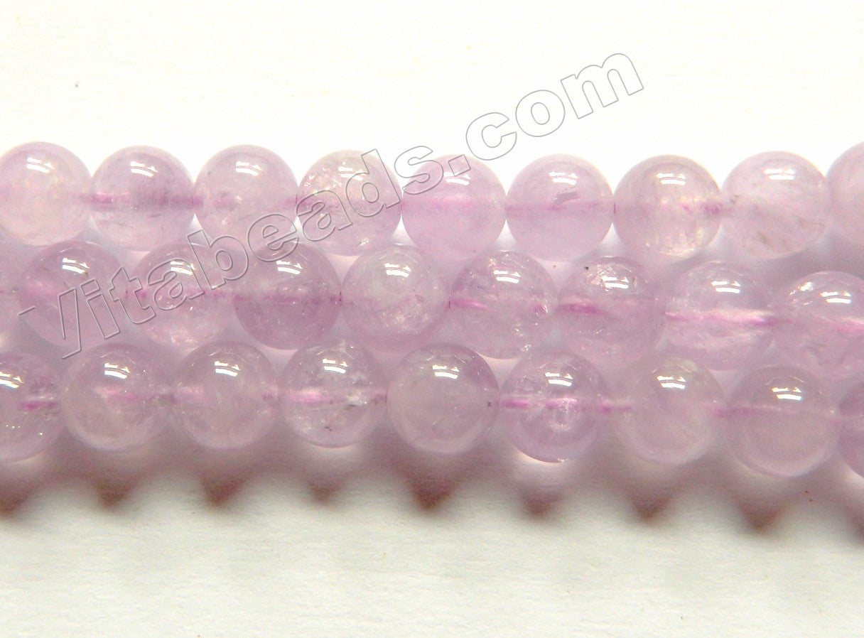 Amethyst Quartz Light Natural A  -  Smooth Round Beads  16"