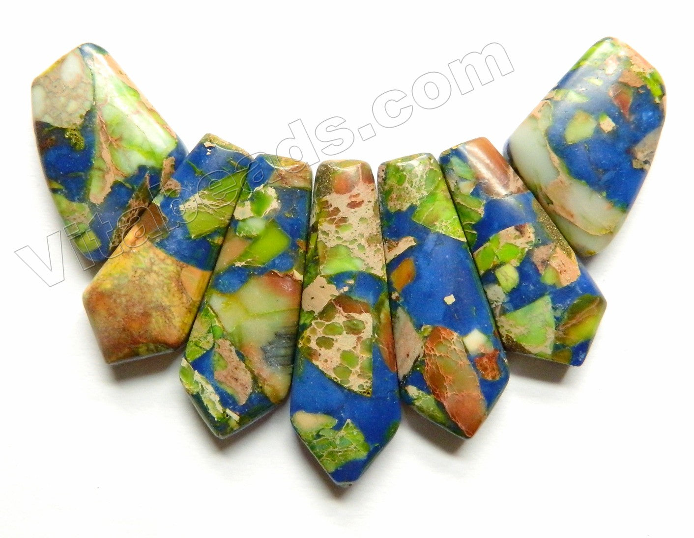 Lapis Olive Prase Jasper  -  5-Piece Slab Set Pendant