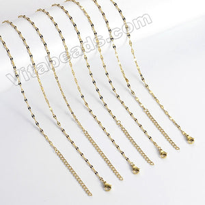 Gold Stainless Steel - Tail Chain Necklace w/ Lobster Clasp CN497