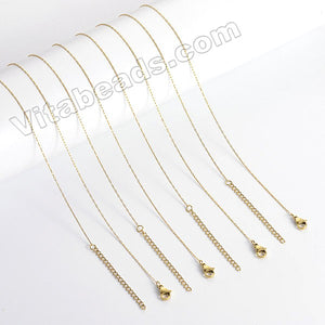 Gold Stainless Steel - Tail Chain Necklace w/ Lobster Clasp CN509