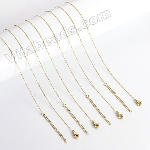 Gold Stainless Steel - Tail Chain Necklace w/ Lobster Clasp CN509