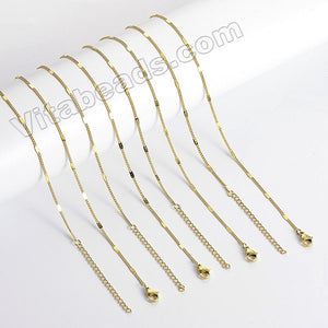 Gold Stainless Steel - Tail Chain Necklace w/ Lobster Clasp CN519