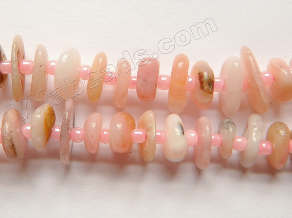 Natural Pink Opal AA   -  Center Drilled Smooth Slice Button w/ Spacers 16"