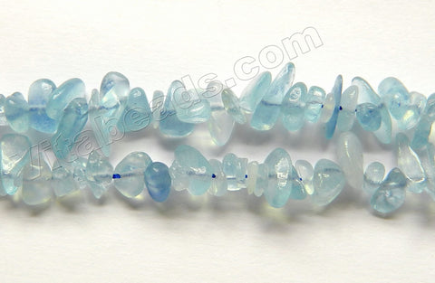 Natural Blue Aquamarine Transparent A -  Chip Nuggets 16"