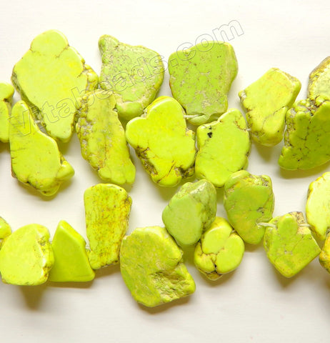 Neon Yellow Turquoise A - Graduated Top-drilled Slabs  16"