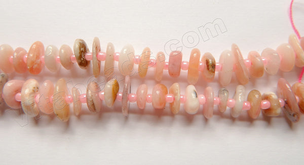 Natural Pink Opal AA   -  Center Drilled Smooth Slice Button w/ Spacers 16"