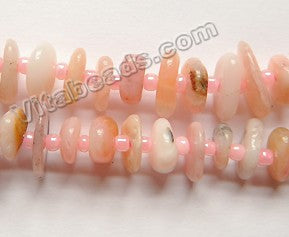 Natural Pink Opal AA   -  Center Drilled Smooth Slice Button w/ Spacers 16"