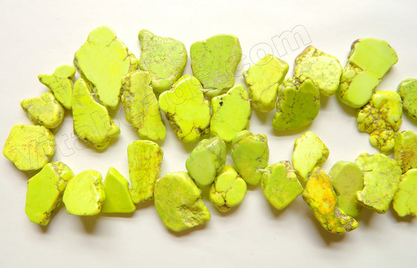 Neon Yellow Turquoise A - Graduated Top-drilled Slabs  16"