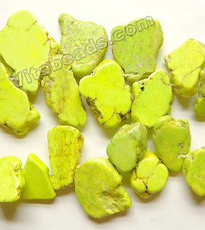 Neon Yellow Turquoise A - Graduated Top-drilled Slabs  16"