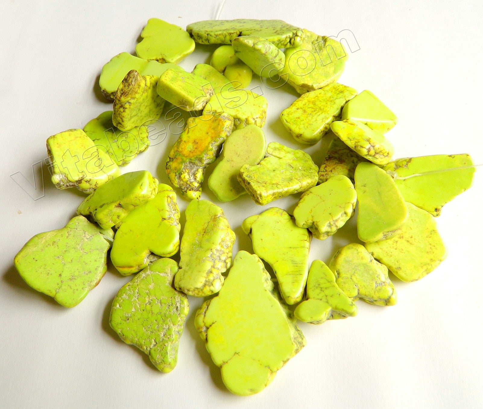 Neon Yellow Turquoise A - Graduated Top-drilled Slabs  16"