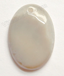 Pendant - Smooth Oval    Warm Grey Quartz