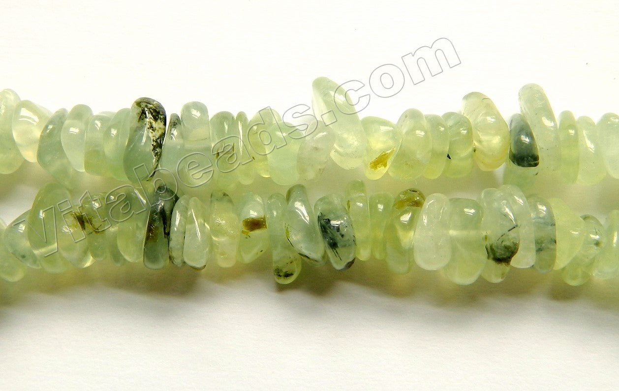 Natural Prehnite AAA   -  Center Drilled Chip Saucer Beads  15"  