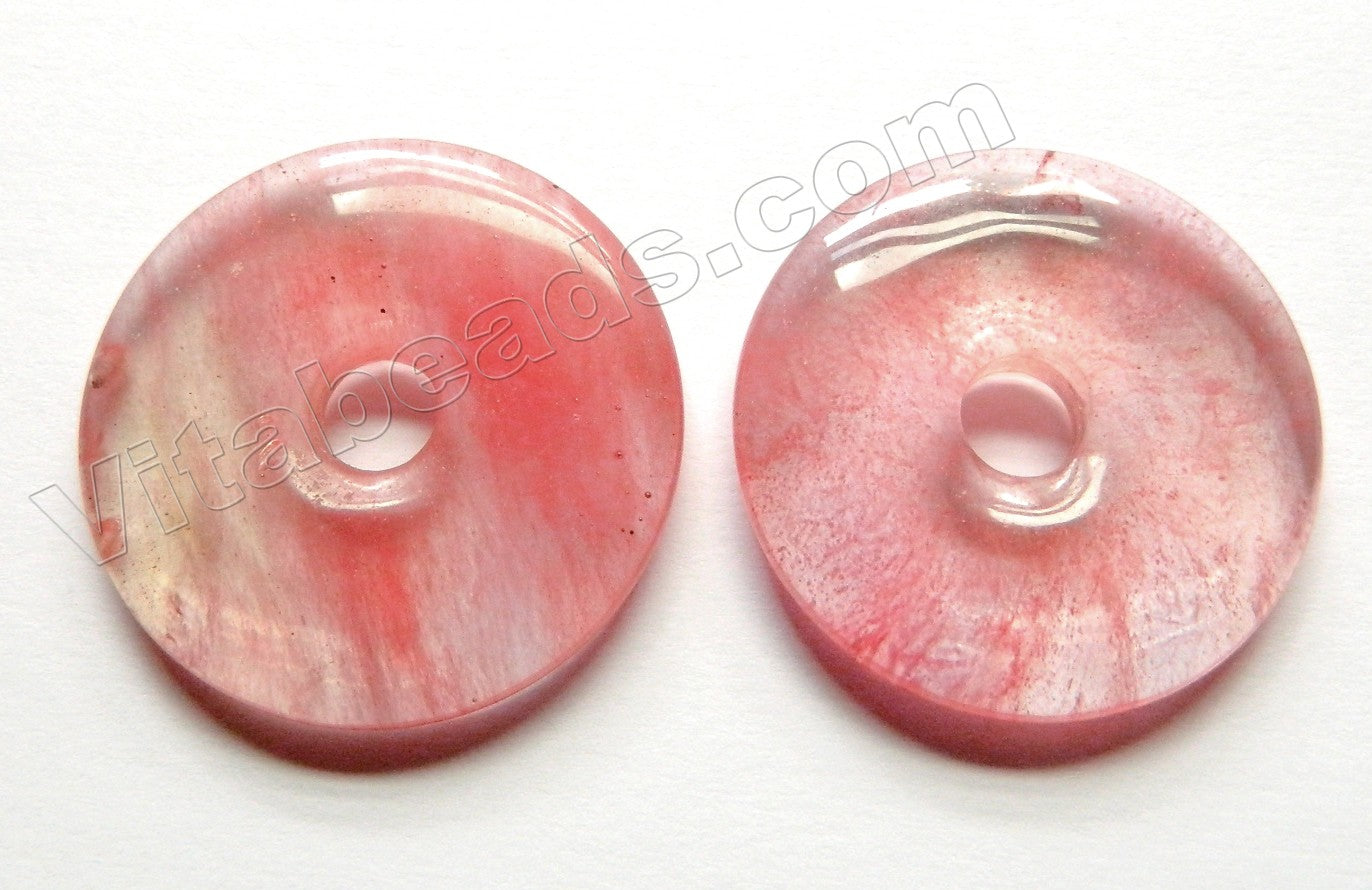 Cherry Quartz Smooth Pendants Donut