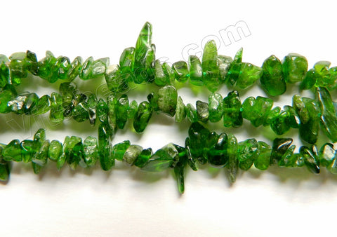 Natural Deep Green Diopside AAA  -  Small Chip Nuggets 16"