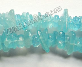 Natural Blue Aquamarine Half Transparent AAA  -  Center Drilled Chip Slices  16"