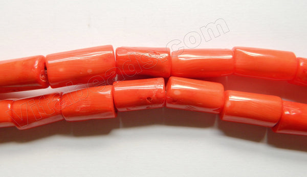 Bright Orange Bamboo Coral A  -  Smooth Tube Nuggets  16"