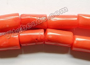 Bright Orange Bamboo Coral A  -  Smooth Tube Nuggets  16"