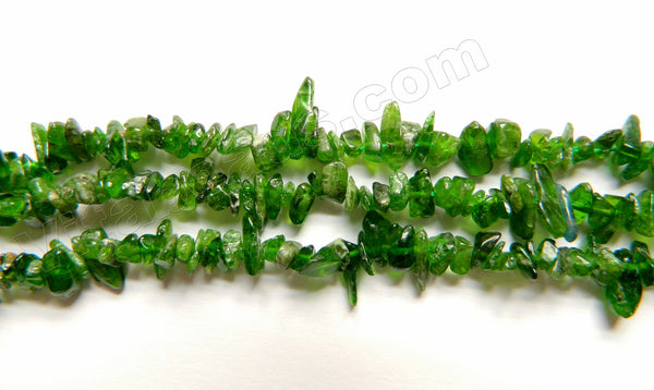 Natural Deep Green Diopside AAA  -  Small Chip Nuggets 16"