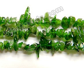 Natural Deep Green Diopside AAA  -  Small Chip Nuggets 16"