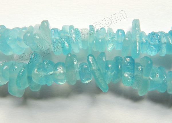 Natural Blue Aquamarine Half Transparent AAA  -  Center Drilled Chip Slices  16"