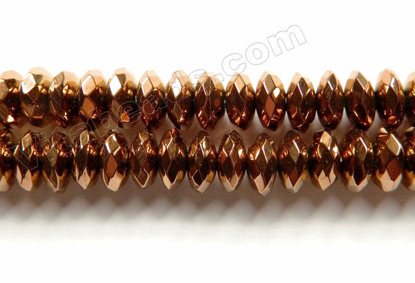 Bronze Hematite  -  Faceted Rondel Buttons  15.5"