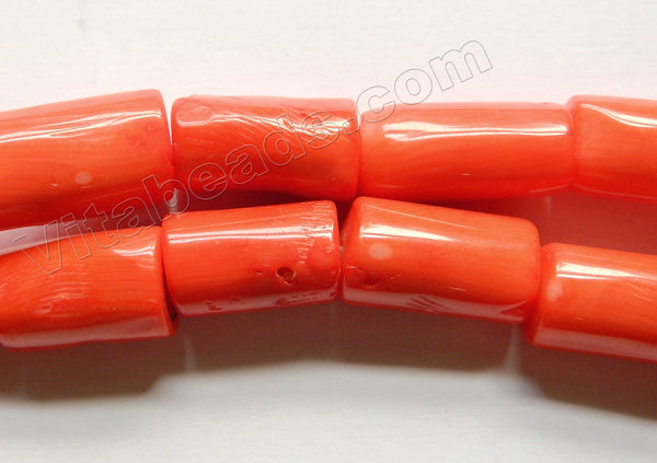 Bright Orange Bamboo Coral A  -  Smooth Tube Nuggets  16"