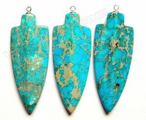 Pendant - Faceted Arrow Head Bright Aqua Blue Impression Jasper