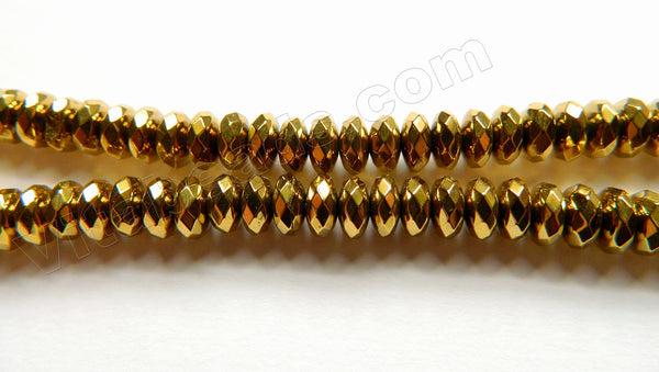 Gold Hematite  -  Faceted Rondel Buttons  15.5"