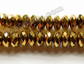 Gold Hematite  -  Faceted Rondel Buttons  15.5"