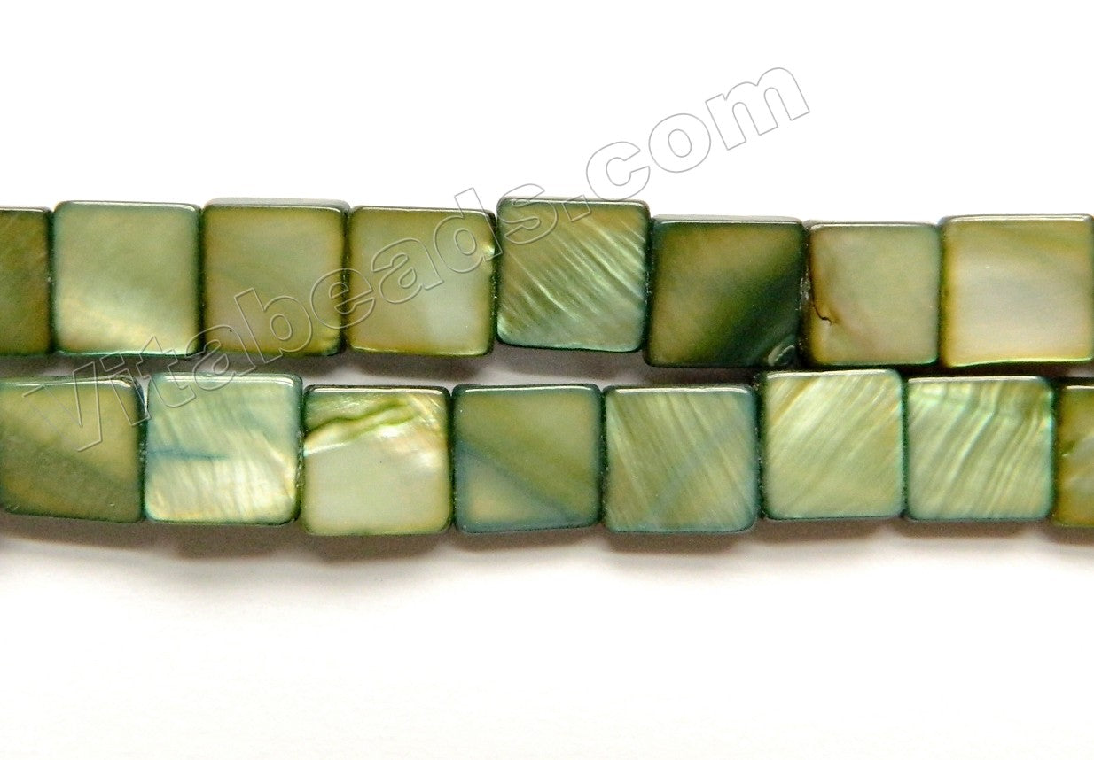 Mother of Pearl MOP Shell - Flat Square Moss Green