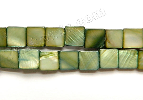 Mother of Pearl MOP Shell - Flat Square Moss Green