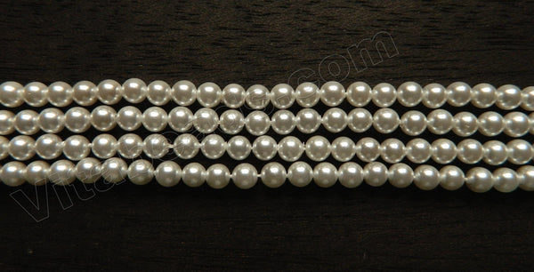 South Sea Shell Pearl - White - Smooth Round Beads 16"