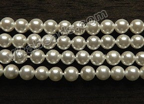 South Sea Shell Pearl - White - Smooth Round Beads 16"