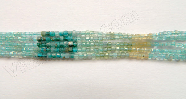 Natural Rainbow Apatite AAA  -  Small Faceted Cubes  15.5"