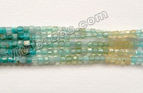 Natural Rainbow Apatite AAA  -  Small Faceted Cubes  15.5"