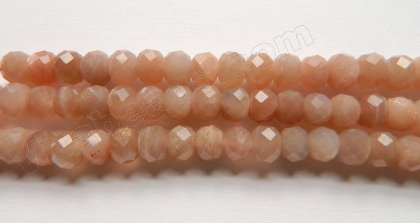 Pink Moonstone Natural AAA  -  Faceted Rondel  15"