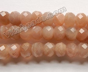 Pink Moonstone Natural AAA  -  Faceted Rondel  15"