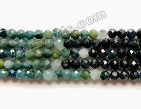 Natural Ombré Blue Black Tourmaline A  -  Small Faceted Round  15.5"