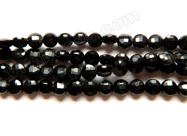 Black Onyx  -  Small Diamond Cut Coins 15"