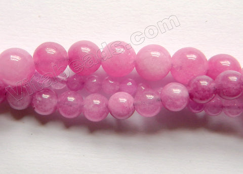 Fuchsia Kunzite Color Mashan Jade  -  Smooth Round Beads  15"