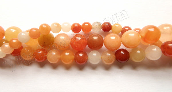 Natural Quartzite Orange Yellow Jade AAA  -  Smooth Round  15.5"