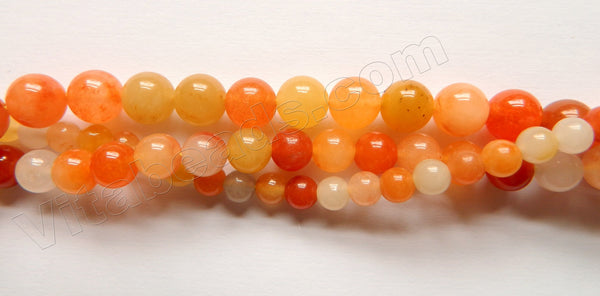 Natural Quartzite Orange Yellow Jade AAA  -  Smooth Round  15.5"