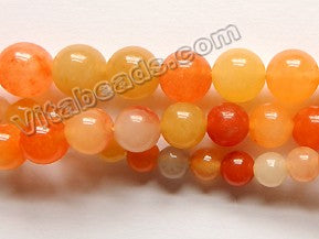 Natural Quartzite Orange Yellow Jade AAA  -  Smooth Round  15.5"